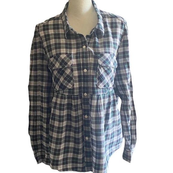 MODA INTERNATIONAL-PLAID TOP - Picture 1 of 9